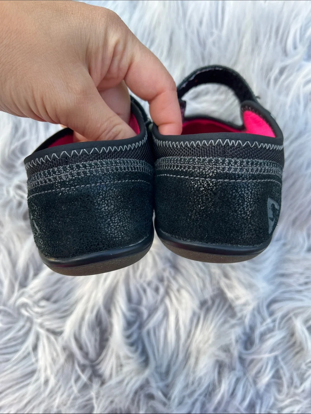 PLAE Black Mary Jane Shoes with Bright Pink Insole